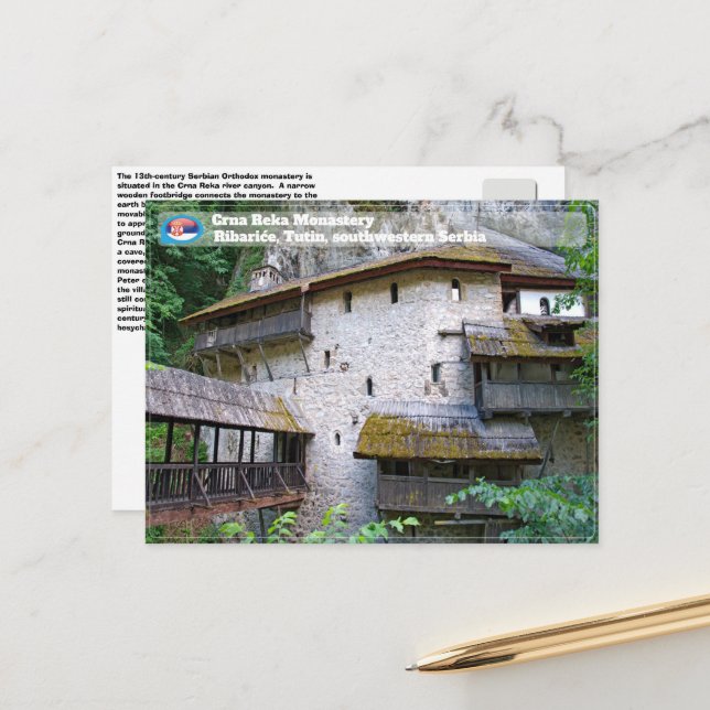 Cartão Postal MOSTEIROS SÉRVIOS - Mosteiro de Crna Reka Ribariće (Frente/Verso In Situ)