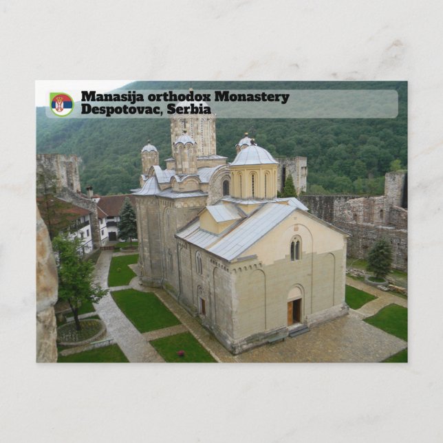 Cartão Postal MOSTEIROS SÉRVIOS - Mosteiro ortodoxo Manasija (Frente)