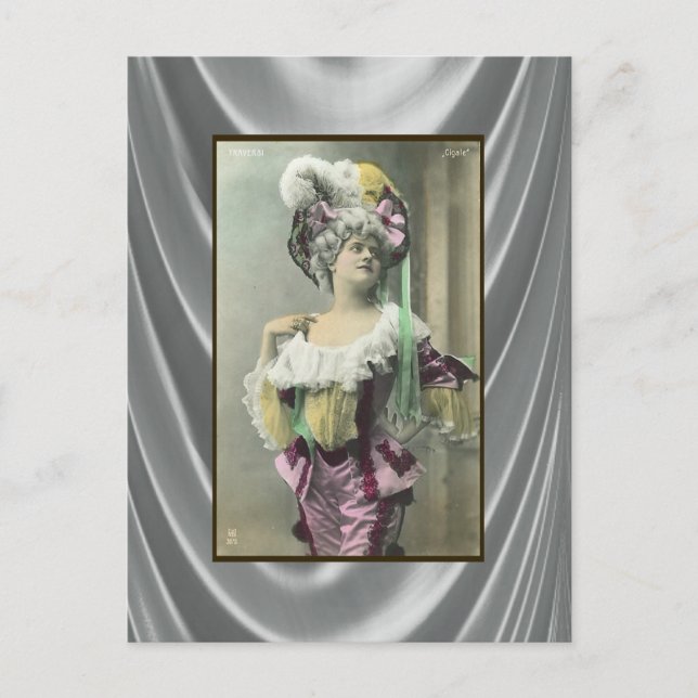 Cartão Postal Mostrar Dançarina de Francês Risque de Rapariga (Frente)