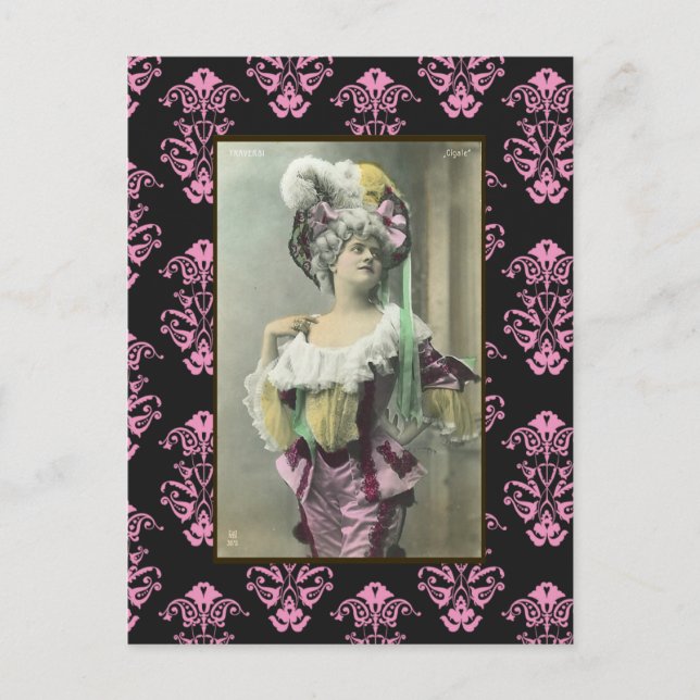 Cartão Postal Mostrar Dançarina de Francês Risque de Rapariga (Frente)