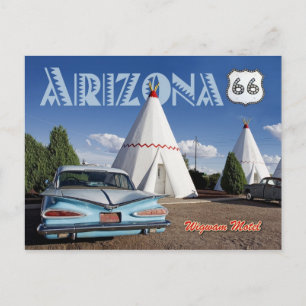Cartão Postal Motel histórico Wigwam, Rota 66, Arizona