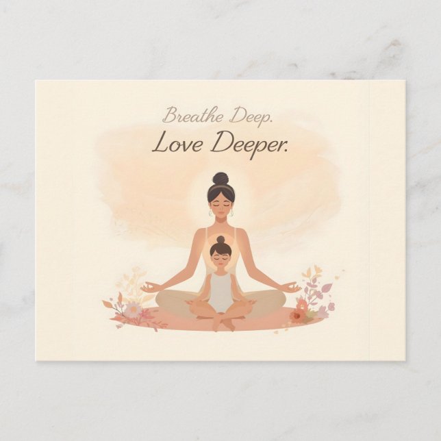 Cartão Postal Mother & Child Meditation Serenity Art (Frente)