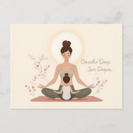 Cartão Postal Mother Child Yoga Meditation Art