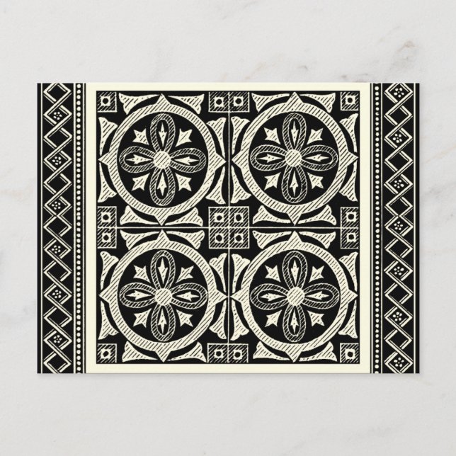 Cartão Postal Motif de Mandala Preto e Branco pelo Vision Studio (Frente)
