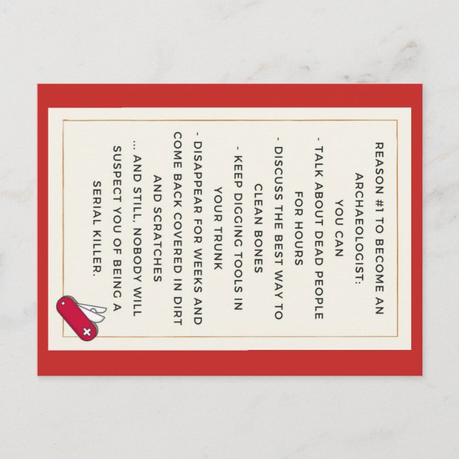 Cartão Postal Motivação Arqueologista mau (Frente)