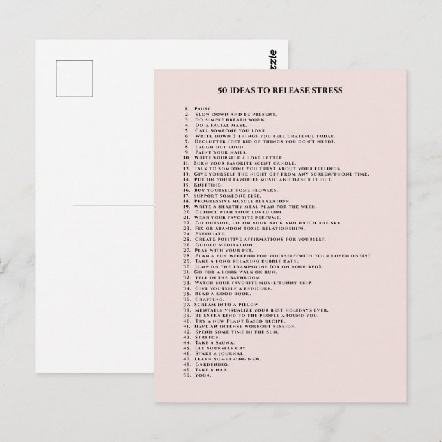 Cartão Postal Motivação de autocuidado rosa rubor (Frente/Verso)