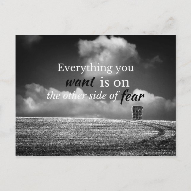 Cartão Postal Motivando citação positiva: Tudo o que você quer.. (Frente)