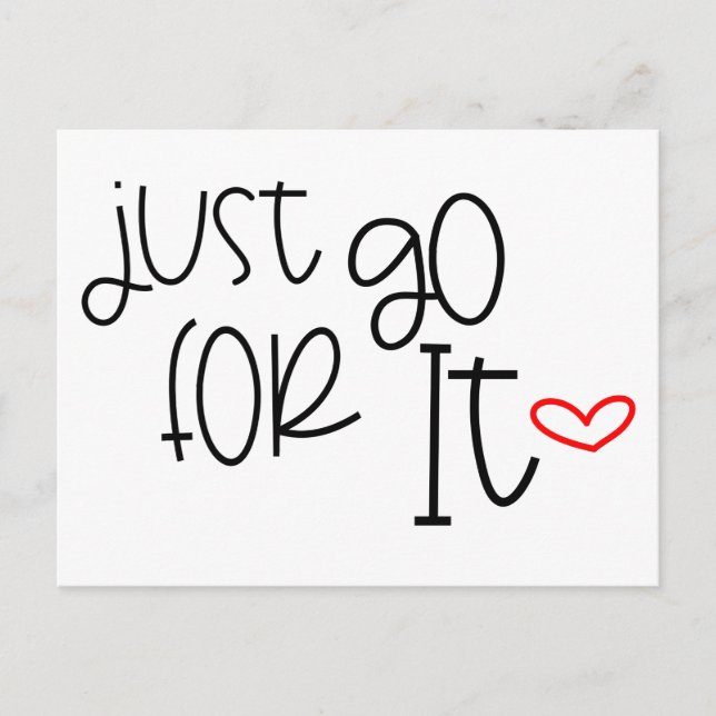 Cartão Postal Motivando Cotação Apenas Vá Em Branco Preto (Frente)