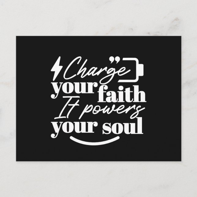 Cartão Postal Motivational Christian Quote – Charge Your Faith (Frente)