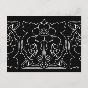 Cartão Postal Motivo de Flor Art Nouveau Escura