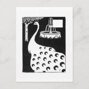 Cartão Postal Motivo do pavão, de "do d'Arthur Le Morte" (litho)