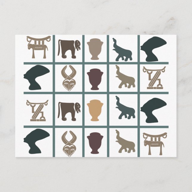Cartão Postal motivos africanos e arte de silhueta de animal (Frente)