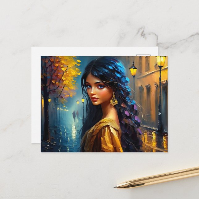 Cartão Postal Motivos indianos, moderno digital, coloridos (Frente/Verso In Situ)