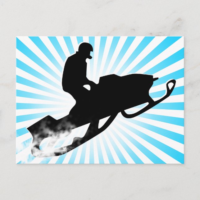 Cartão Postal moto de neve. trilha de pó. (Frente)