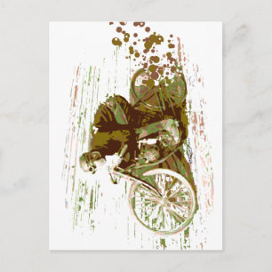 Cartão Postal Moto Verde Vintage de Pista de Tábuas