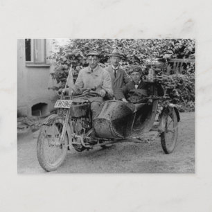 Cartão Postal Motocicleta antiga com fotografia B&W da vinheta l