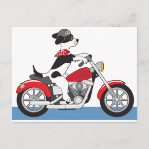 Cartão Postal Motocicleta de cães