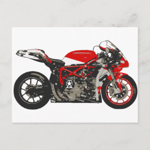 Cartão Postal Motocicleta Red Racing Incrível