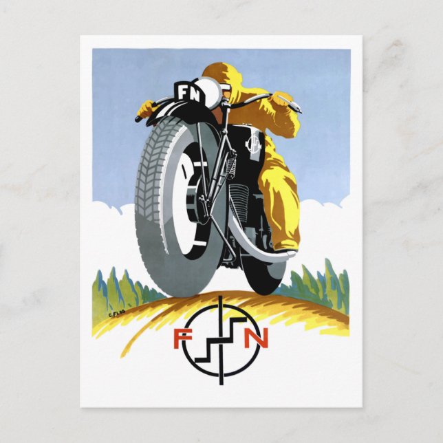 Cartão Postal Motocicletas 1925 do FN que anunciam o poster (Frente)
