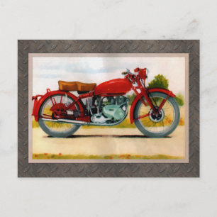 Cartão Postal Motociclo Vintage Watercolor
