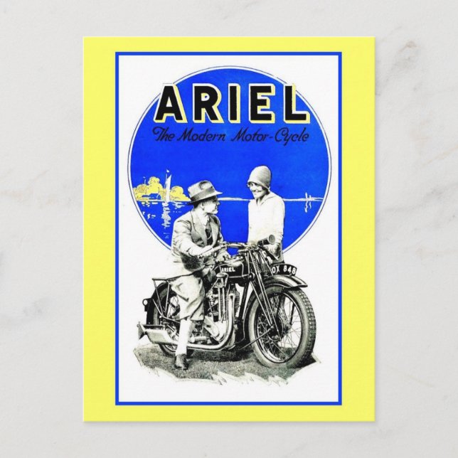 Cartão Postal Motociclos Ariel, retrógrados, (Frente)