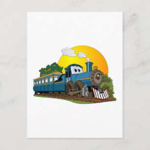 Cartão Postal Motor a vapor de passageiros de cartografia azul