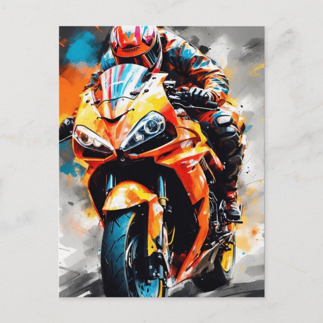 Cartão Postal Motorcycle Rider de Alta Velocidade - Negrito, Din (Frente)