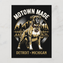 Cartão Postal Motown Fez Detroit Cachorro Boxer Trabalho & Orgul