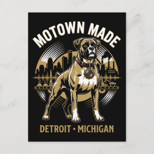 Cartão Postal Motown Fez Detroit Cachorro Boxer Trabalho & Orgul