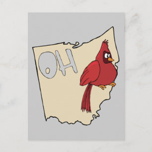 Cartão Postal Motto de Arte de Cartoon de Pássaros de Ohio OH M