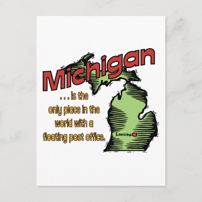 Cartão Postal Motto Michigan ~ Mundos Apenas Escritório de Posto (Frente)