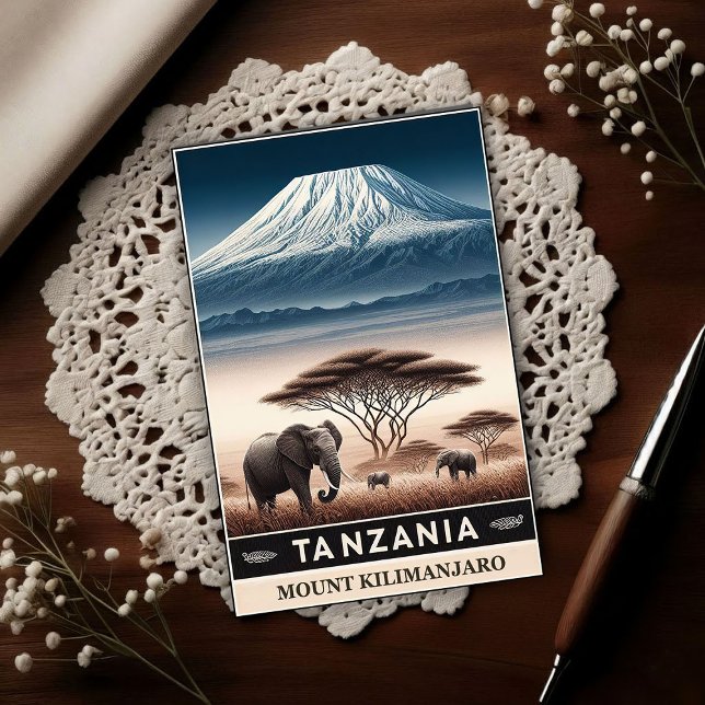 Cartão Postal Mount Kilimanjaro Safari – Vintage Tanzania Travel (Criador carregado)