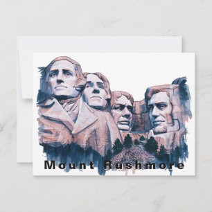 Cartão Postal Mount Rushmore EUA Viagem Aquarela