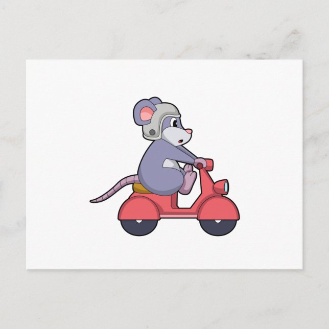 Cartão Postal Mouse as Biker with Scooter.PNG (Frente)