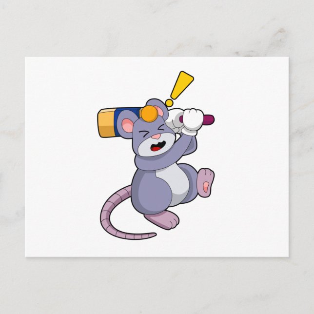 Cartão Postal Mouse at Cricket with Cricket bat (Frente)