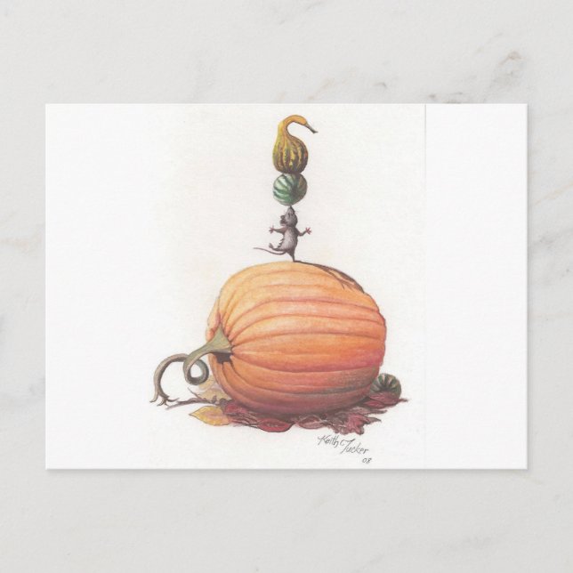 Cartão Postal Mouse Balancing Pumpkins (Frente)