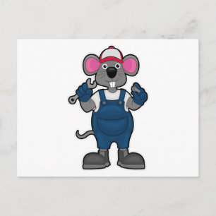 Cartão Postal Mouse como mecânico com parafuso e descodificador