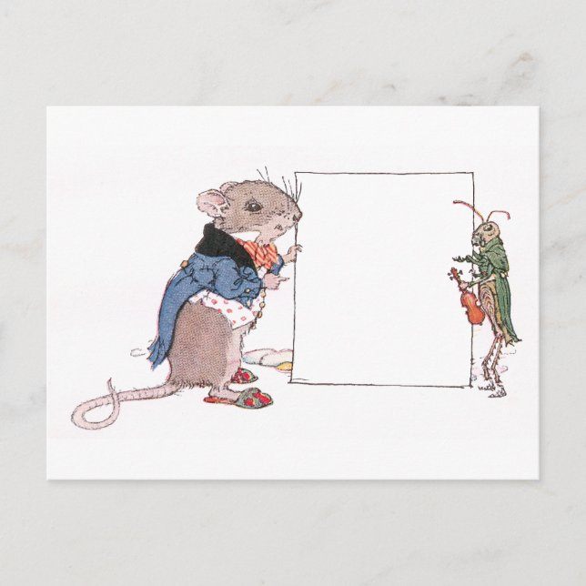 Cartão Postal Mouse e gafanhoto Segure sua foto (Frente)