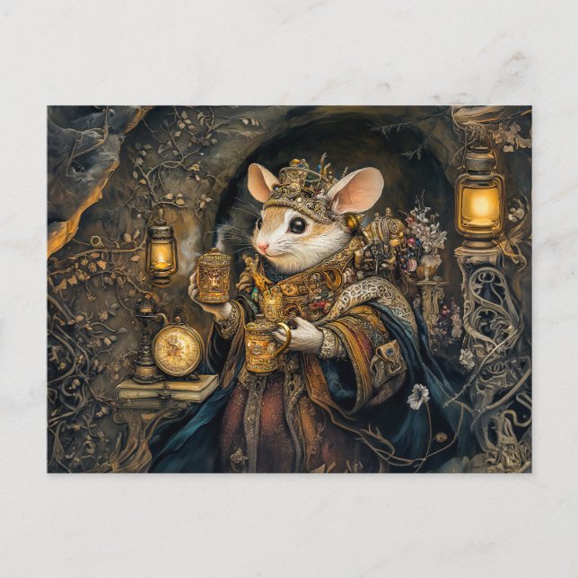 Cartão Postal Mouse King em um Castelo de Raiz Árvore (Frente)
