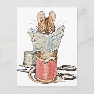 Cartão Postal Mouse Personor no Spool of Thread