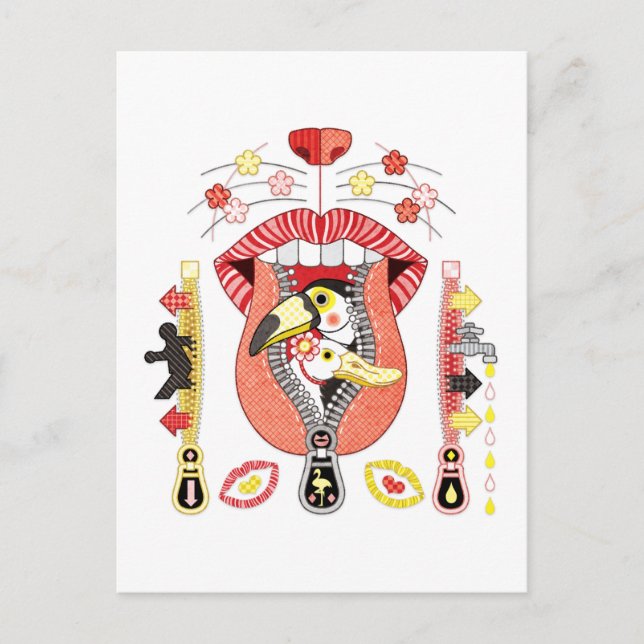 Cartão Postal Mouth zipper exit and entrance (Frente)