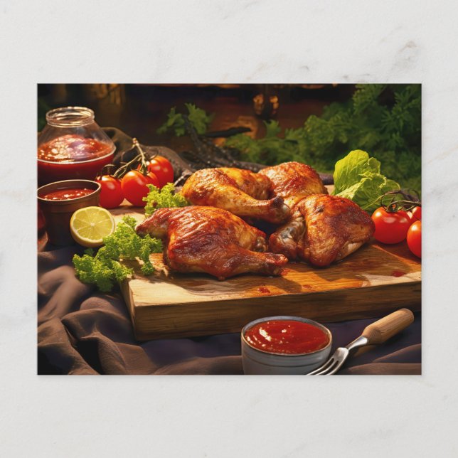 Cartão Postal mouthwatering BBQ Chicken Skewers (Frente)