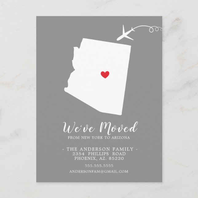 Cartão Postal Movendo a placa de Posta de Arizona do Estado do A (Frente)