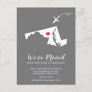 Cartão Postal Movendo a placa de Posto MARYLAND para o estado do