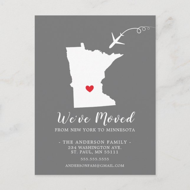 Cartão Postal Movendo a placa de Posto MINNESOTA de Estado do An (Frente)