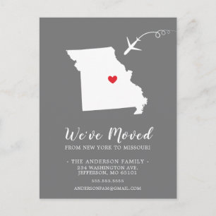 Cartão Postal Movendo a placa de Posto MISSOURI de Estado do Anú