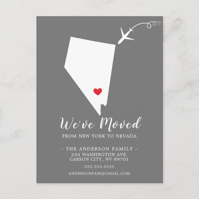 Cartão Postal Movendo a placa de Posto NEVADA de Estado do Anúnc (Frente)