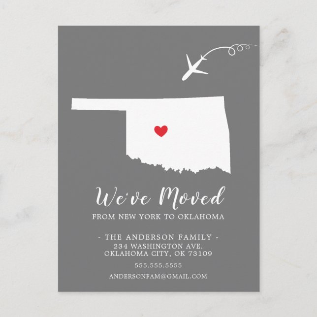 Cartão Postal Movendo a placa de Posto OKLAHOMA de Estado do Anú (Frente)