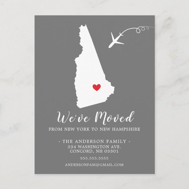 Cartão Postal Movendo o estado do lançamento NOVA placa de Posto (Frente)