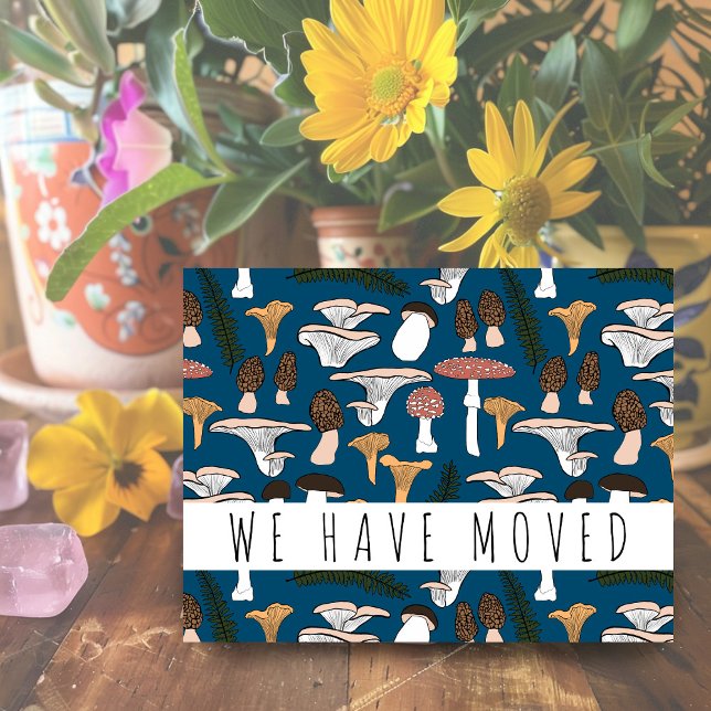 Cartão Postal Movendo o lançamento Novo endereço residencial Fun (Moving Announcement New Home Address Forest Fungi Postcard
)